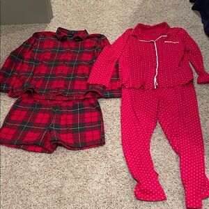 Eddie Bauer Red Plaid Top & Shorts & Simply Basic polka Dot Pajamas
